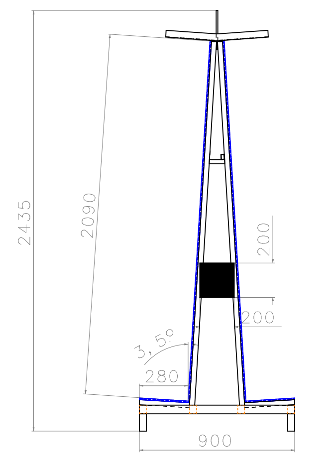 Schematische tekening glasbok
